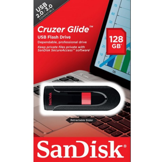 SANDISK GLIDE USB 3.0 128GB - (SDCZ600-128G-G35)