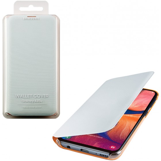 SAMSUNG ���� ��� A20E 2019 A202 FLIP WALLET COVER WHITE - (EF-WA202PWEGWW)