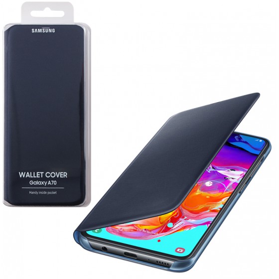 SAMSUNG ���� ��� A70 A705 FLIP WALLET COVER BLACK - (EF-WA705PBEGWW)
