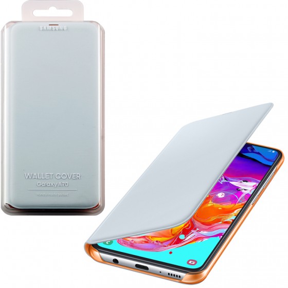 SAMSUNG ���� ��� A70 A705 FLIP WALLET COVER WHITE - (EF-WA705PWEGWW)