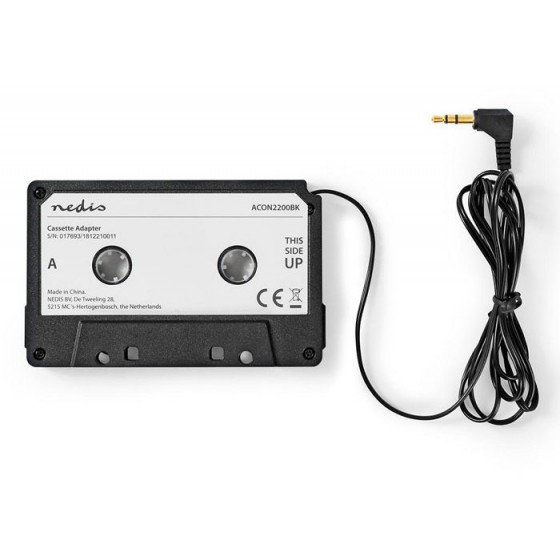 NEDIS CASSETTE ADAPTER 3.5 MM MALE BLACK - (ACON2200BK)