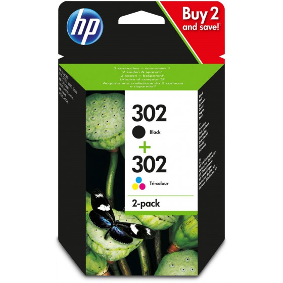 HP ������ INKJET NO.302 BLACK & COLOUR 2-PACK - (X4D37AE)