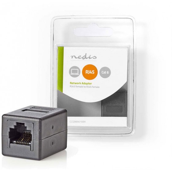 NEDIS CAT 6 NETWORK ADAPTER RJ45 8P8C FEMALE - RJ45 8P8C FEMALE - (CCGB89010BK)
