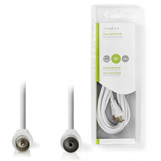 NEDIS COAX CABLE 90DB IEC MALE - IEC FEMALE 2.0 M - (CSGB40000WT20)