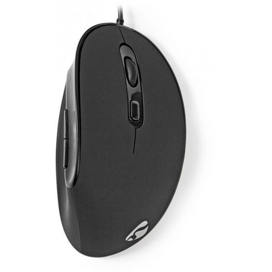 NEDIS ERGONOMIC WIRED MOUSE 3200 DPI 6-BUTTON BLACK - (ERGOMSWD100BK)