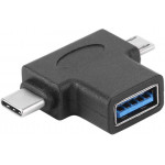 POWERTECH ���������� USB 3.0 F �� USB TYPE-C & MICRO ����� - (CAB-U117)