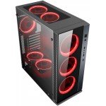 POWERTECH GAMING CASE TEMPERED GLASS 4X DUAL RING RGB FANS - (PT-903)