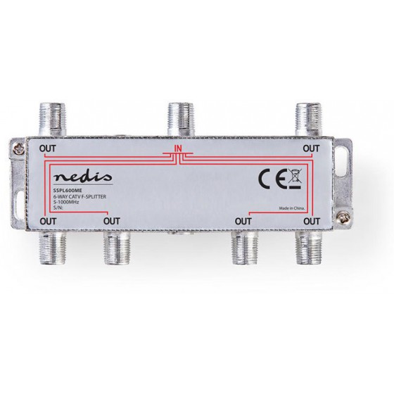 NEDIS CATV F-SPLITTER MAX 10 DB GAIN 5 TO 1000 MHZ 6 OUTPUTS - (SSPL600ME)