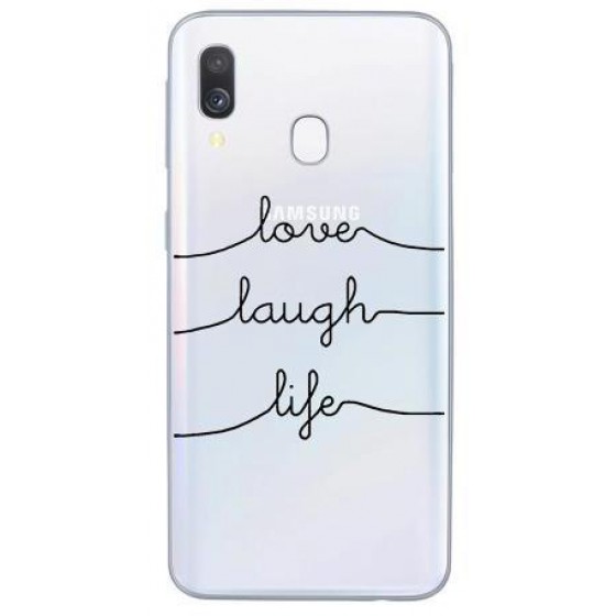 INOS ���� TPU ��� SAMSUNG A405F GALAXY A40 ART THEME LOVE-LAUGH-LIFE - (5205598124076)