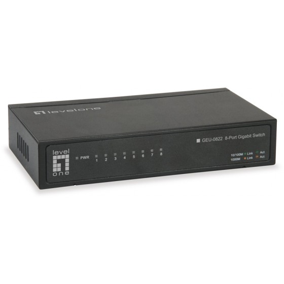 LEVEL ONE GBE SWITCH 8-PORT 10/100/1000MBPS VER. 2.0 - (GEU-0822)