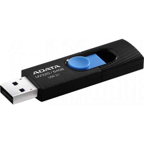ADATA FLASH USB DRIVE 64GB USB3.1 BLACK BLUE - (AUV320-64G-RBKBL)