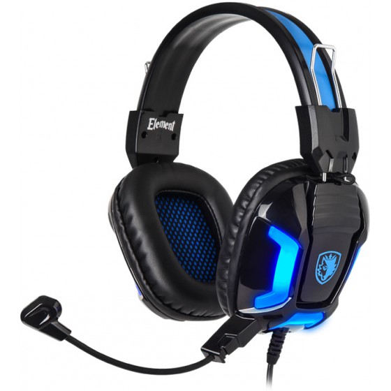 SADES GAMING HEADSET ELEMENT BLUE LED 3.5MM 40MM ��������� - (SA-702-BL)