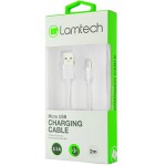 LAMTECH DATACABLE MICRO USB 2M WHITE - (LAM440993)