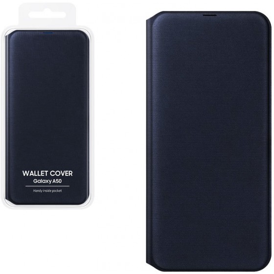 SAMSUNG ���� ��� A50 2019 A505 FLIP WALLET COVER BLACK - (EF-WA505PBEGWW)