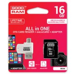 GOODRAM 4-IN-1 MICROSD 16GB+CARD READER+OTG+ADAPTER CL10 M1A4 - (M1A4-0160R12)