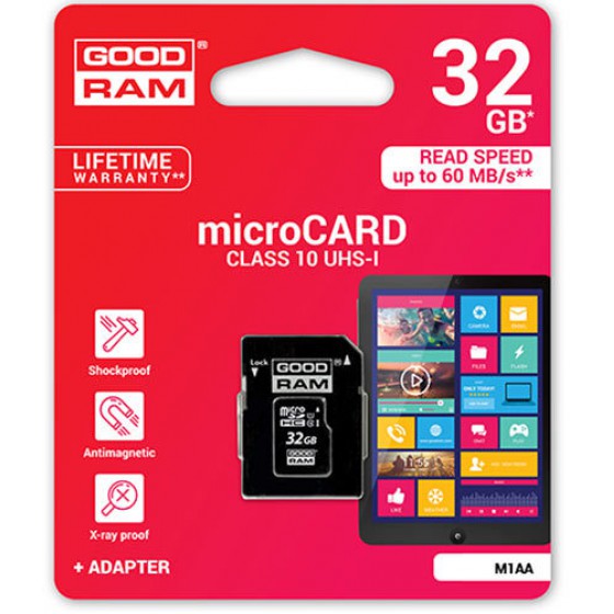 GOODRAM MICRO SD CL10 32GB UHS 1 + ADAPTER M1AA - (M1AA-0320R12)