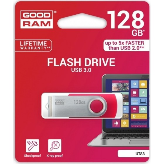 GOODRAM USB 3.0 FLASH DRIVE UTS3 128GB RED - (UTS3-1280R0R11)