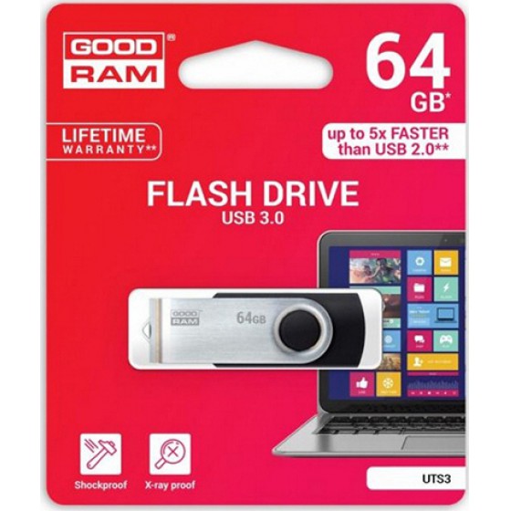 GOODRAM USB 3.0 FLASH DRIVE UTS3 64GB BLACK - (UTS3-0640K0R11)