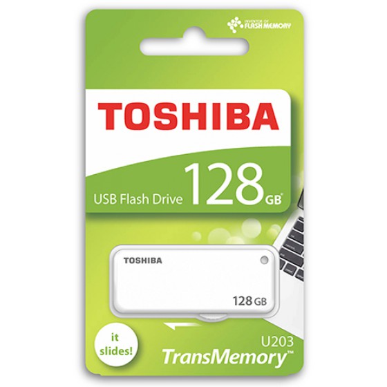 TOSHIBA USB 2.0 FLASH DRIVE 128GB U203 WHITE - (THN-U203W1280E4)