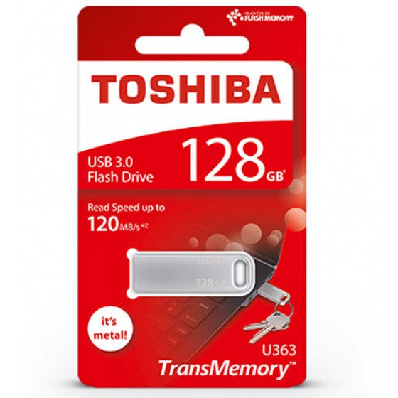 TOSHIBA USB 3.0 FLASH DRIVE 128GB SILVER U363 METAL - (THN-U363S1280E4)
