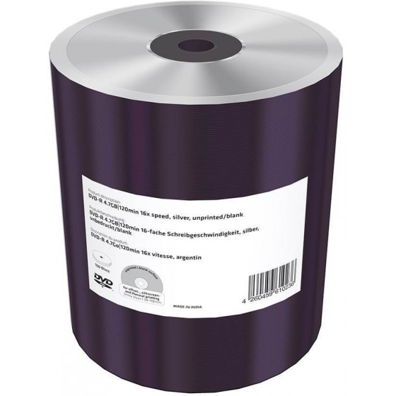 MEDIARANGE DVD-R 4.7GB 120MIN 16X SPEED SILVER UNPRINTED BLANK SHRINK 100 - (MR422)