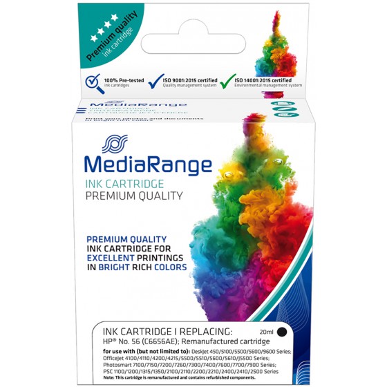 MEDIARANGE ������� INKJET ��� ��������� HP BLACK NO.56 C6656AE - (MRHP56BK)