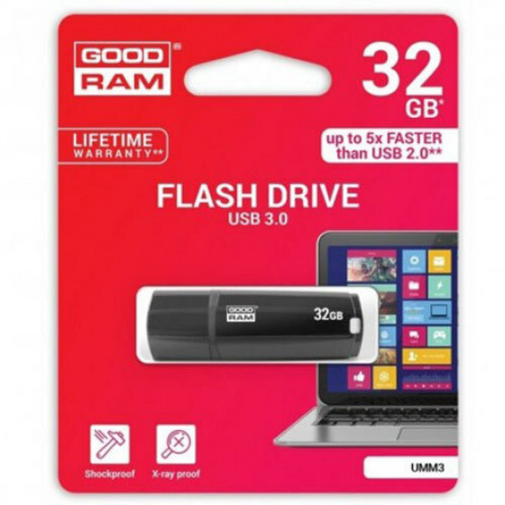 GOODRAM USB 3.0 FLASH DRIVE 32GB BLACK UMM3 - (UMM3-0320K0R11)
