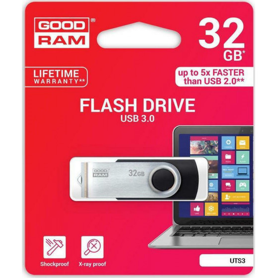 GOODRAM USB 3.0 FLASH DRIVE 32GB BLACK UTS3 - (UTS3-0320K0R11)