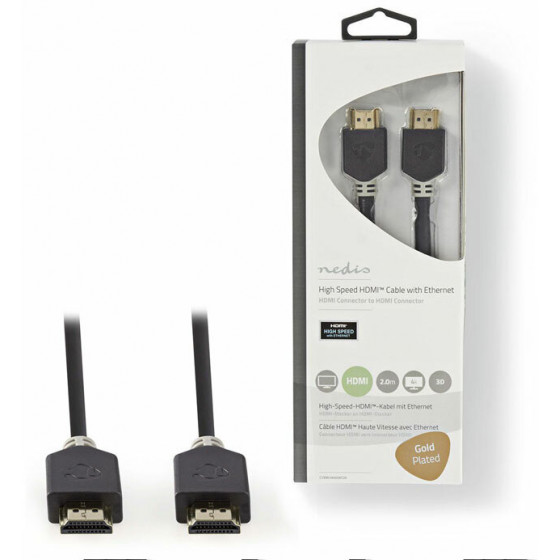 NEDIS HIGH SPEED HDMI CABLE WITH ETHERNET HDMI CONNECTOR 2M - (CVBW34000AT20)