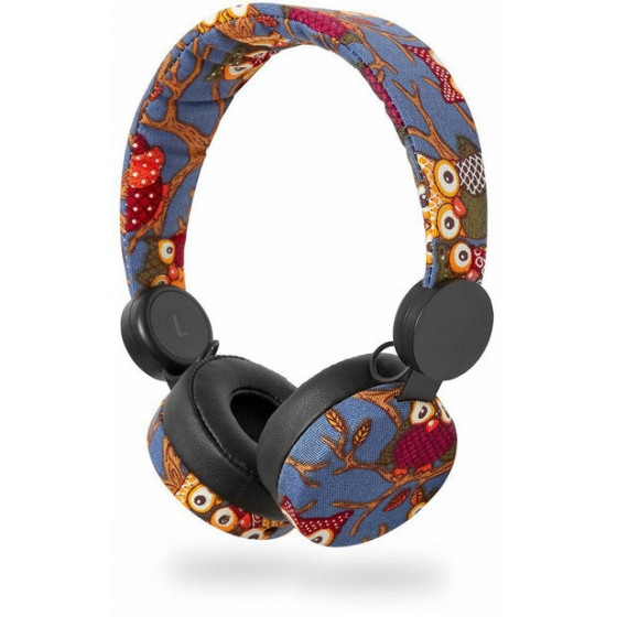 NEDIS HPWD4101BK WIRED HEADPHONES 1.2M ROUND CABLE ON-EAR OWL BLACK