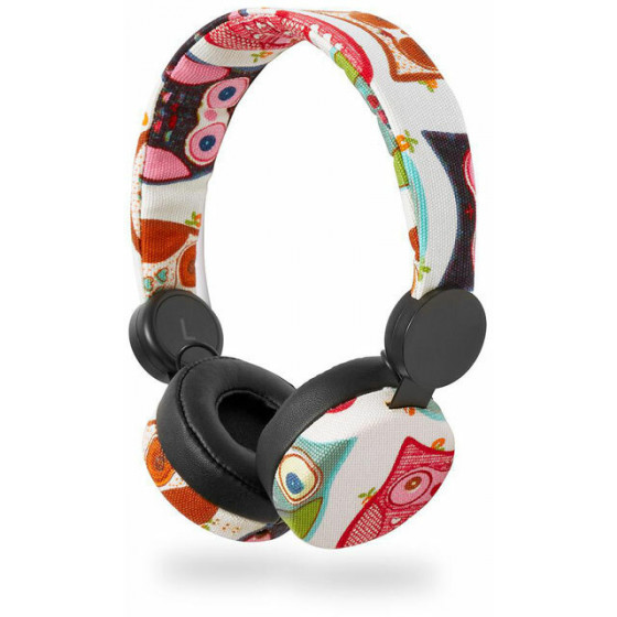NEDIS HPWD4102BK WIRED HEADPHONES 1.2M ROUND CABLE ON-EAR OWL BLACK