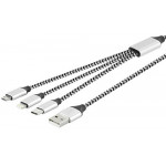 LAMTECH HIGH QUALITY 3 IN 1 USB CABLE WITH METALLIC SHELL SILVER - (LAM450329)