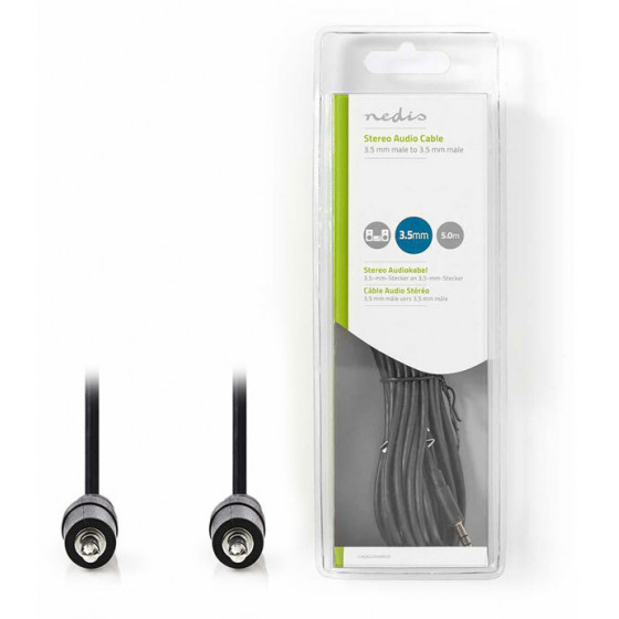 NEDIS CAGB22000BK50 STEREO AUDIO CABLE 3.5MM MALE TO 3.5MM MALE 5.0M BLACK
