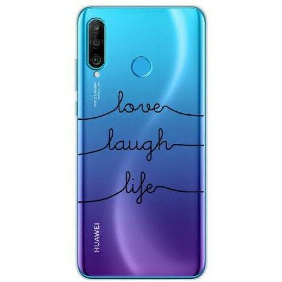 INOS ���� TPU ��� HUAWEI P30 LITE ART THEME LOVE-LAUGH-LIFE - (5205598125547)