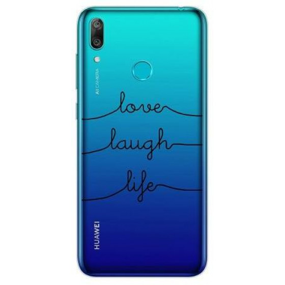 INOS ���� TPU ��� HUAWEI Y7 2019 ART THEME LOVE-LAUGH-LIFE - (5205598125578)