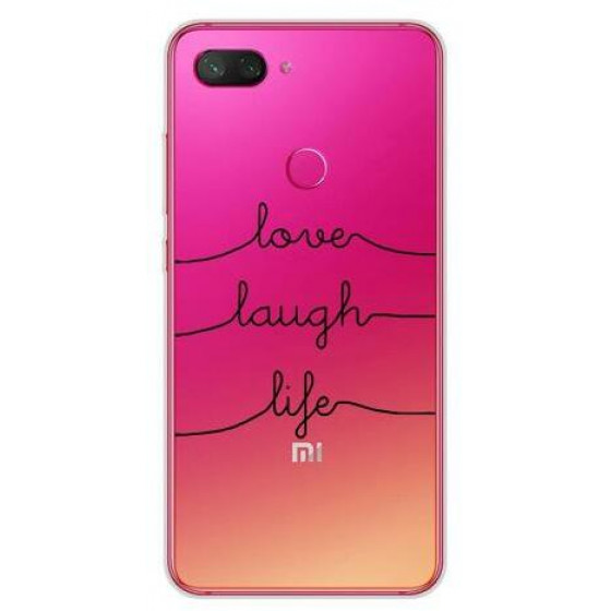 INOS ���� TPU ��� XIAOMI MI 8 LITE ART THEME LOVE-LAUGH-LIFE - (5205598125592)
