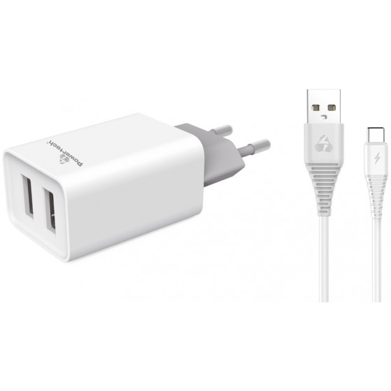 POWERTECH ��������� ������ ��� ������� USB TYPE-C PT-776 2X USB 2.1A