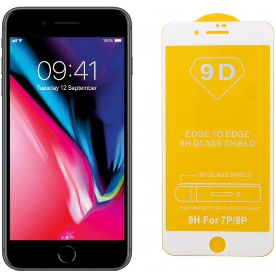 IDOL 1991 TEMPERED GLASS ��� IPHONE 8/7 PLUS 9H 0.25MM 9D FULL GLUE SPECIAL FULL COVER WHITE - (5205308236730)