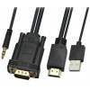 POWERTECH ������� HDMI(M) & USB(M) �� VGA(M) & 3.5MM(M) 5M - (CAB-H111)