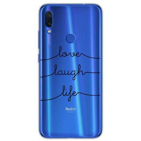 INOS ���� TPU ��� XIAOMI REDMI NOTE 7 ART THEME LOVE-LAUGH-LIFE - (5205598124199)