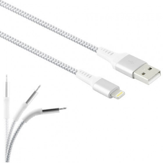 LAMTECH LIGHTNING TO USB HIGH QUALITY UNBREAKABLE CABLE SILVER - (LAM450282)