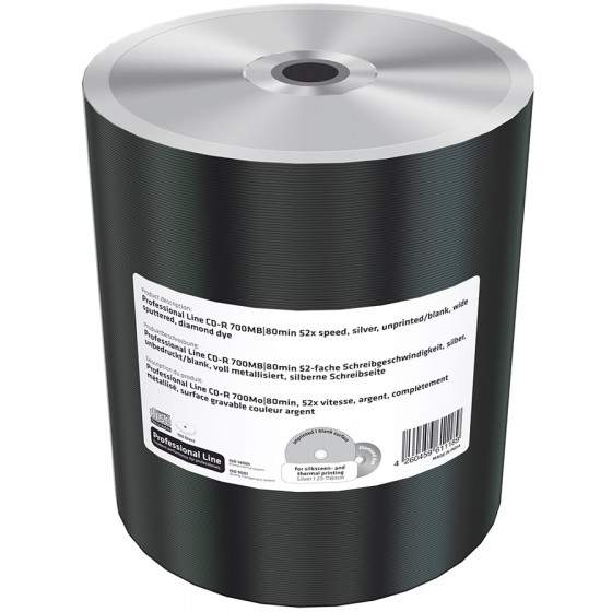 MEDIARANGE PROFESSIONAL LINE CD-R 700MB SILVER WIDE SPUTTERED DIAMOND DYE SHRINK 100 - (MRPL507-M)