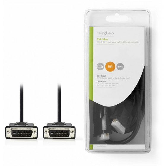 NEDIS DVI CABLE DVI-D 24+1-PIN MALE - DVI-D 24+1-PIN MALE 2.0 M BL - (CCGB32000BK20)
