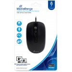 MEDIARANGE OPTICAL MOUSE CORDED 3-BUTTON BLACK WIRED - (MROS211)