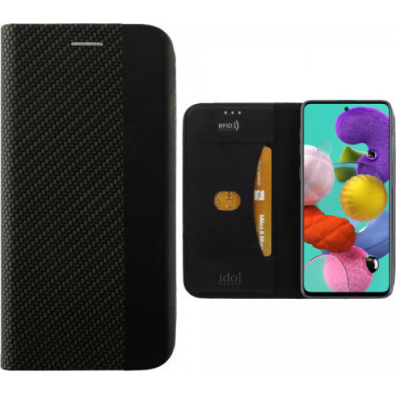 IDOL 1991 ���� ��� SAMSUNG A51 A515 ELITE ANTI-RFID BOOK STAND BLACK - (5205308257773)