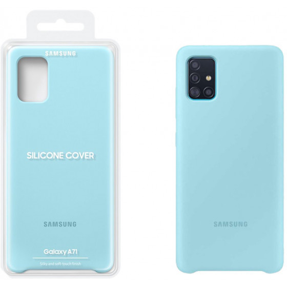 SAMSUNG ���� ��� A71 A715 SILICONE COVER BLUE - (EF-PA715TLEGEU)