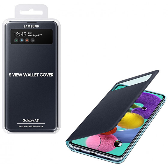 SAMSUNG ���� ��� A51 A515 S VIEW WALLET COVER BLACK - (EF-EA515PBEGEU)