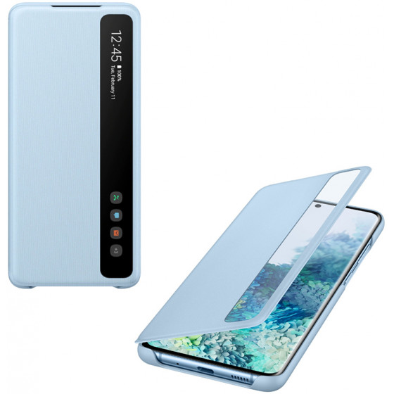 SAMSUNG ���� ��� S20 PLUS G985 CLEAR VIEW STANDING SKY BLUE - (EF-ZG985CLEGEU)