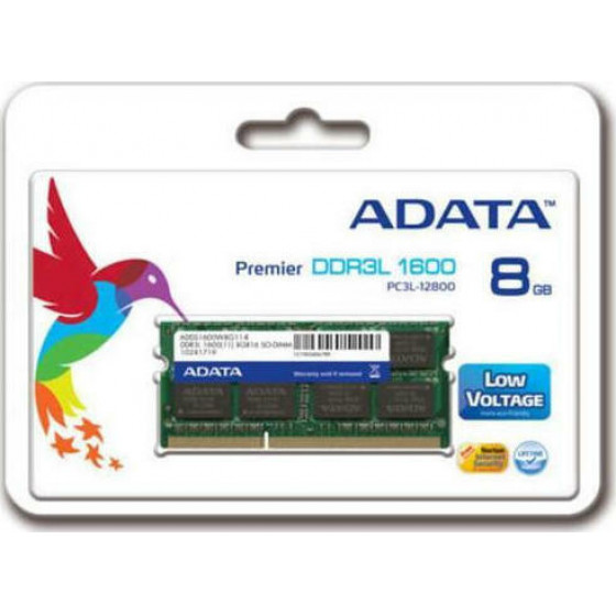 ADATA RAM SODIMM 8GB DDR3L 1600MHZ CL11 SINGLE TRAY - (ADDS1600W8G11-S)