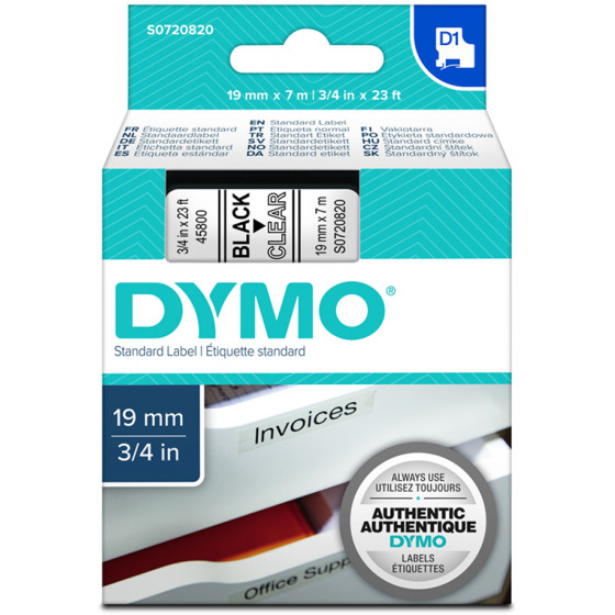 DYMO Standard ������ ������������� 45800 19 mm x 7 m black on transparent - (S0720820)